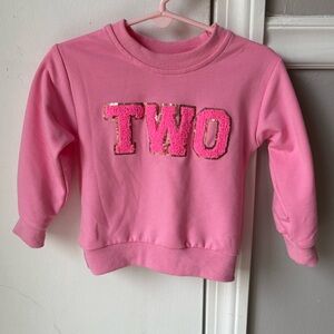 Pink Kids Sweatshirt with 'TWO' Design